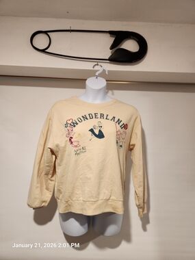 Disney Cream Wonderland Graphic Crewneck Sweatshirt